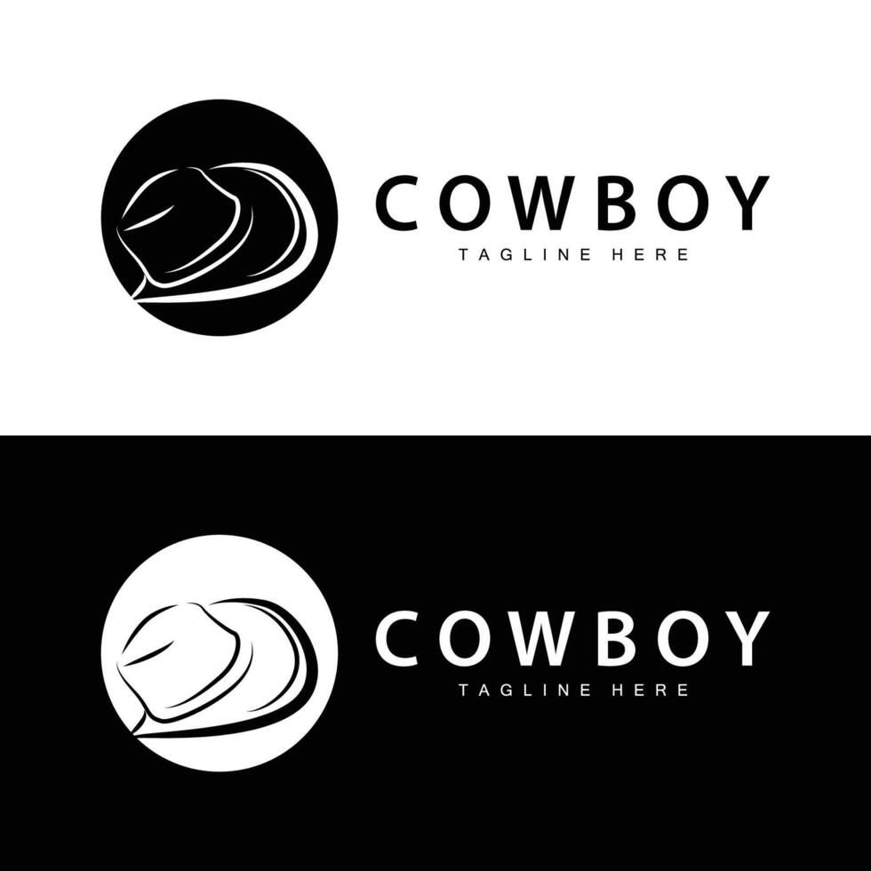 cowboy hatt logotyp hatt illustration linje texas rodeo cowboy mall design vektor