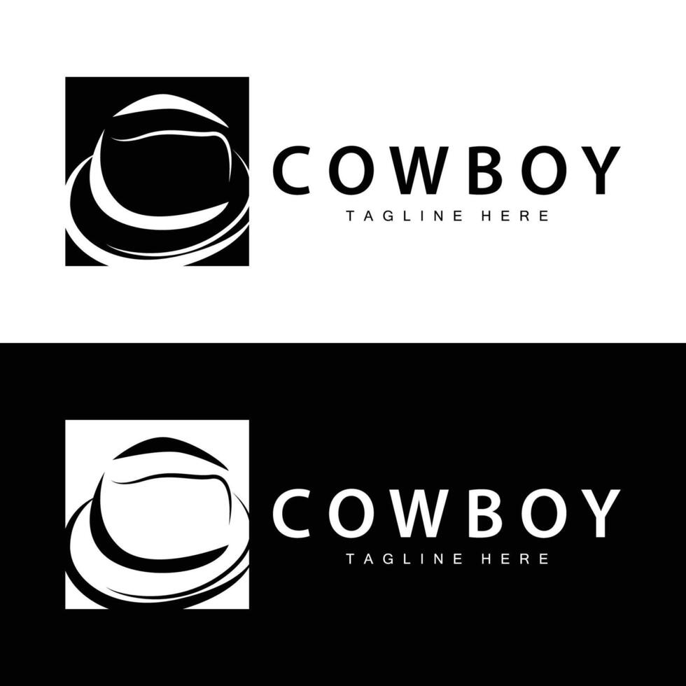 Cowboy Hut Logo Hut Illustration Linie Texas Rodeo Cowboy Vorlage Design vektor