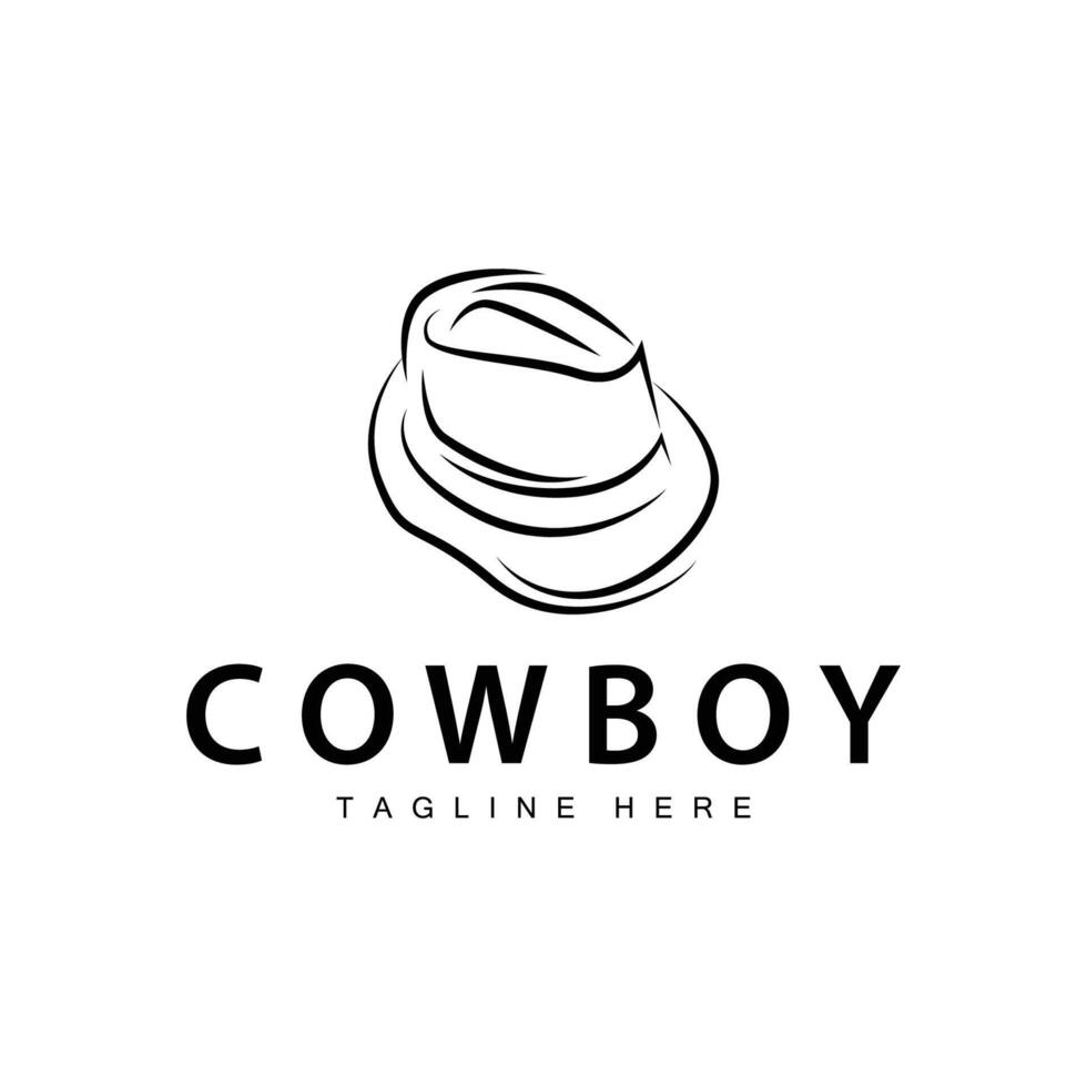 cowboy hatt logotyp hatt illustration linje texas rodeo cowboy mall design vektor