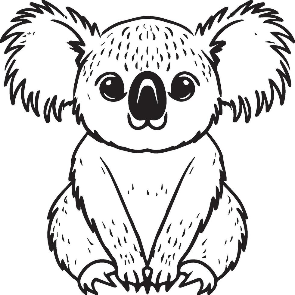 Koala Färbung Seite zum Kinder Lager Illustration. Tier Gliederung zum Färbung Buch vektor