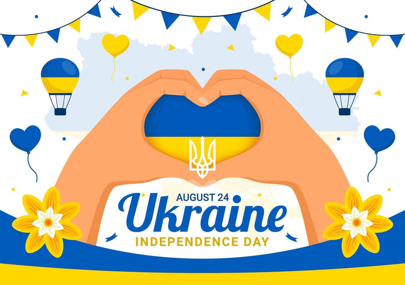 glücklich Ukraine Unabhängigkeit Tag Illustration auf 24 August mit ukrainisch Flagge Hintergrund im National Urlaub eben Karikatur Hintergrund vektor