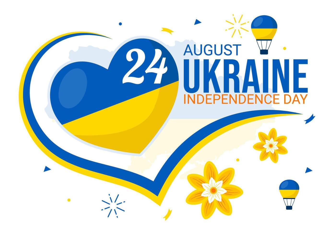 glücklich Ukraine Unabhängigkeit Tag Illustration auf 24 August mit ukrainisch Flagge Hintergrund im National Urlaub eben Karikatur Hintergrund vektor