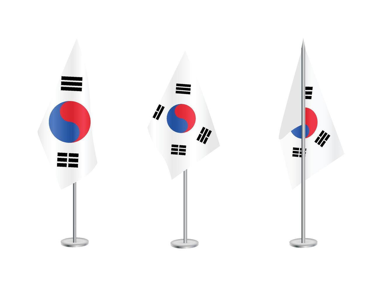 Flagge von Süd Korea mit Silber Stangensatz von Süd Koreas National Flagge vektor