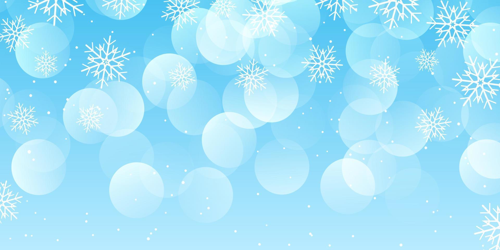 Weihnachtsbanner mit Schneeflocken und Bokeh-Lichtern vektor