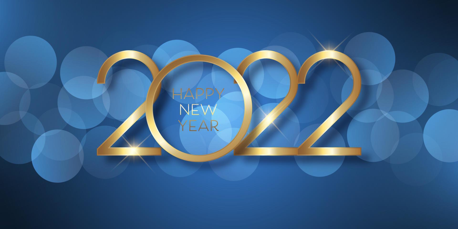 guld och blått gott nytt år banner vektor