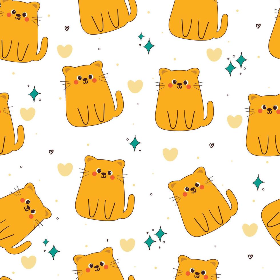 nahtlos Muster Karikatur Katzen. süß Tier Hintergrund Illustration zum Geschenk wickeln Papier vektor