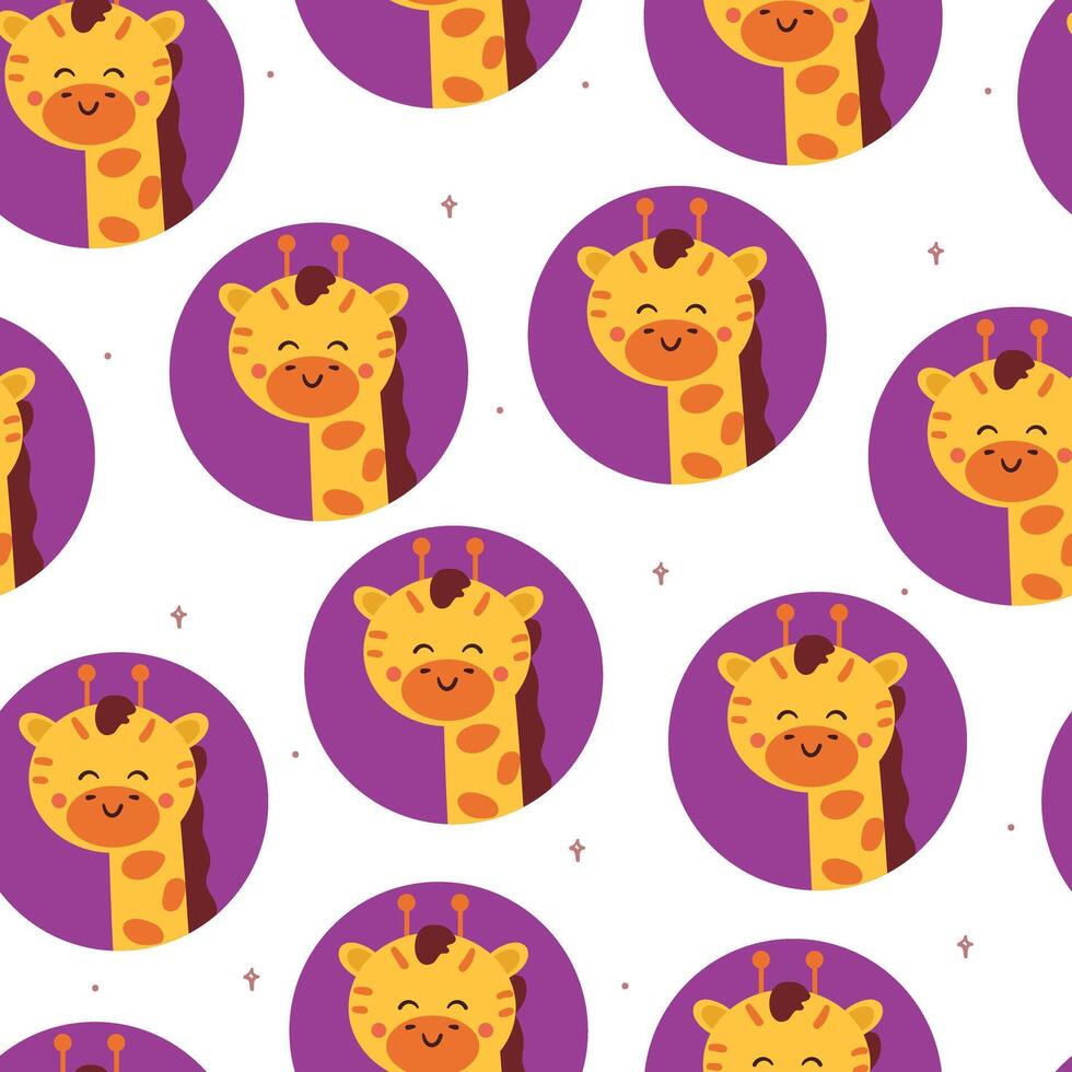 nahtlos Muster Karikatur Giraffe. süß Tier Hintergrund zum Textil, Geschenk wickeln Papier vektor