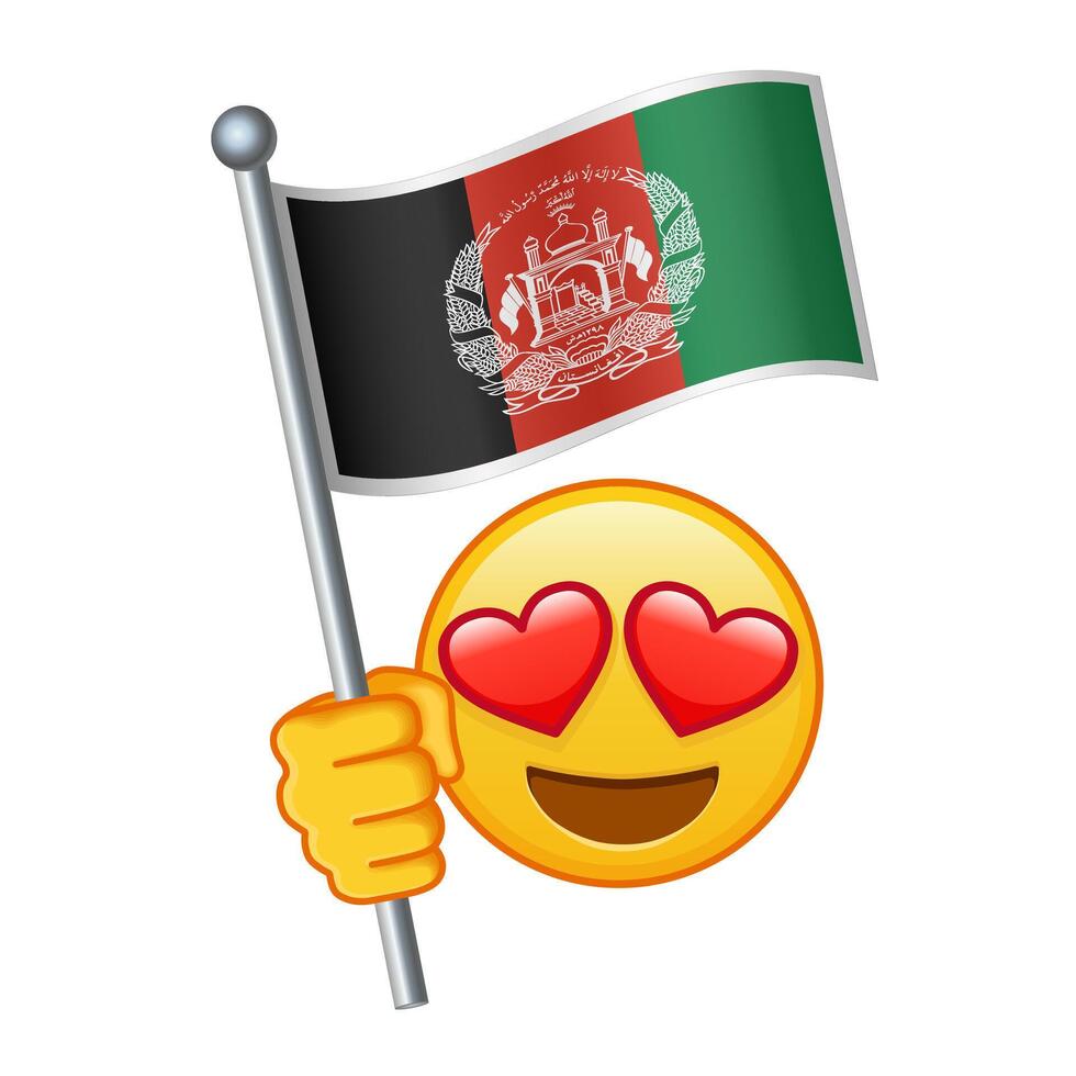 emoji med afghanistan flagga stor storlek av gul emoji leende vektor