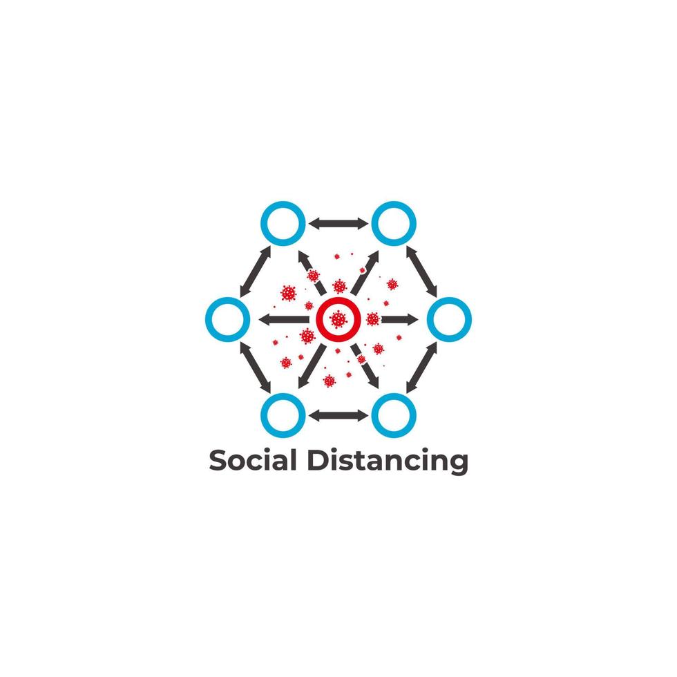 social distansering undvika infektion symbol enkel design vektor