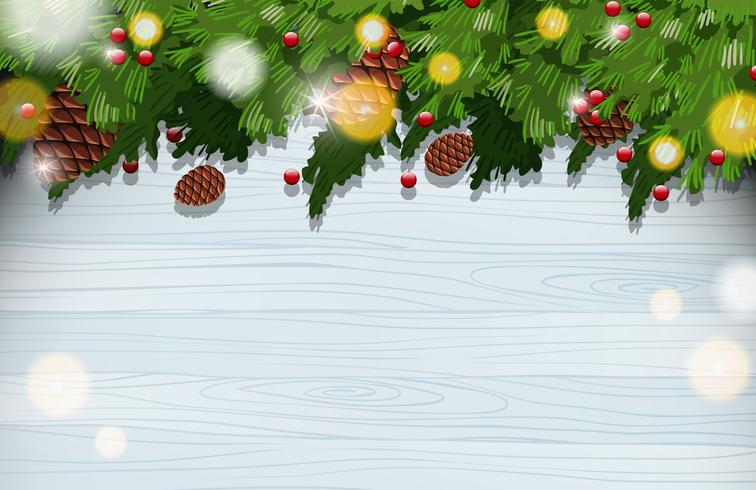 Hintergrundschablone mit Verzierungen auf Weihnachtsbaum vektor