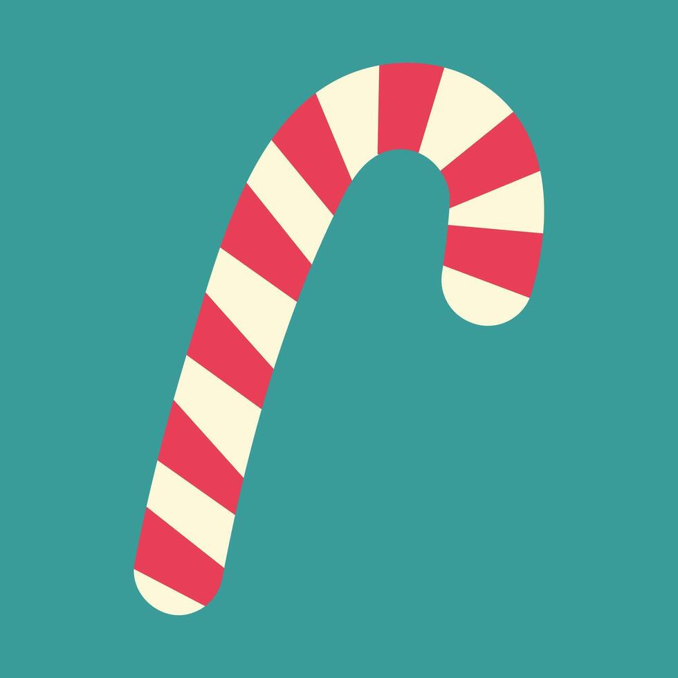 Weihnachten gestreift Süßigkeiten Stock im minimalistisch Karikatur Stil Neu Jahr Weihnachten Design Element Konzept vektor