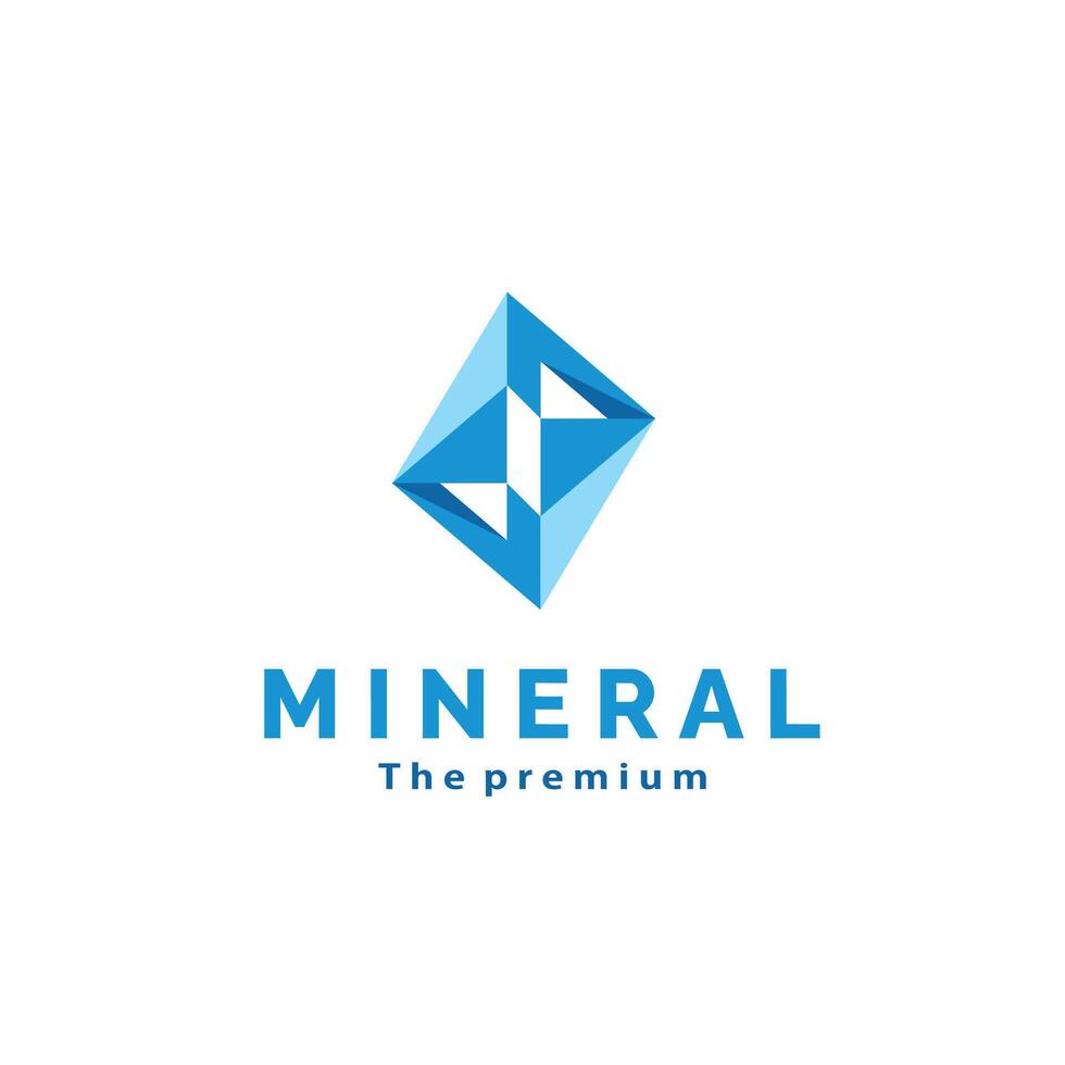 illustration av dyrbar sten logotyp ikon, minimalistisk naturlig mineral i blå Färg vektor
