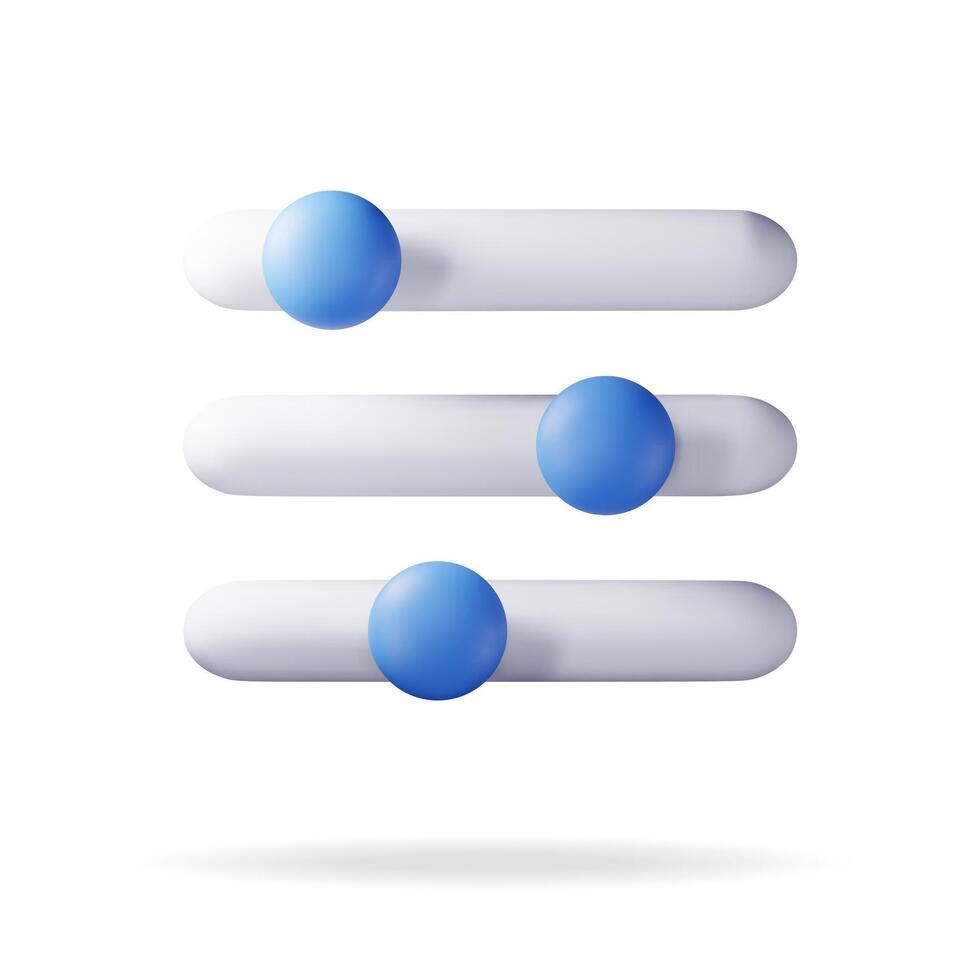 3d Filter Taste Symbol isoliert auf Weiß. machen die Einstellungen Schieberegler Symbol. Steuerung Schnittstelle mit Schieberegler Riegel Wähler. Medien Digital Panel zum ausgewogen Einstellungen. vektor