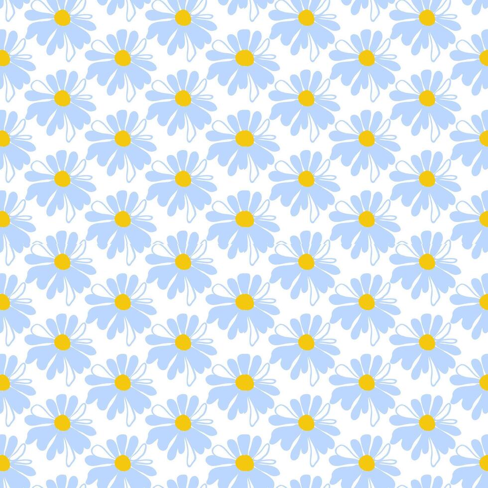 Frühling nahtlos Muster Reihen Wiese Gänseblümchen Weiß Sommer- Vorlage Blühen Wildblume ditsy Ornament Verpackung Stoff Hintergrund Textil- Mosaik vektor