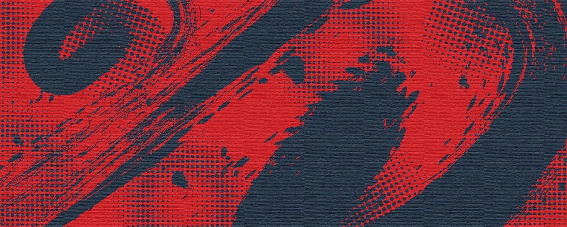 röd och blå borsta bakgrund med halvton och textur effekt. retro sporter bakgrund med grunge begrepp vektor