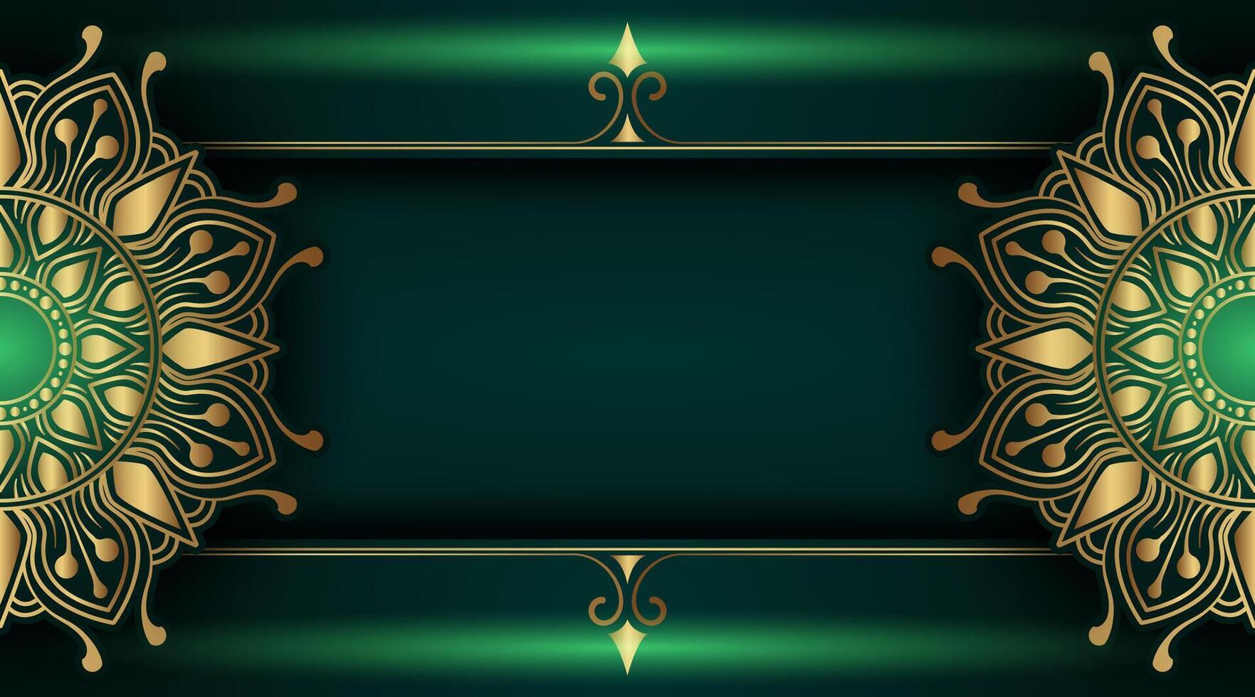 dunkel Grün Hintergrund mit Gold Mandala Ornament vektor