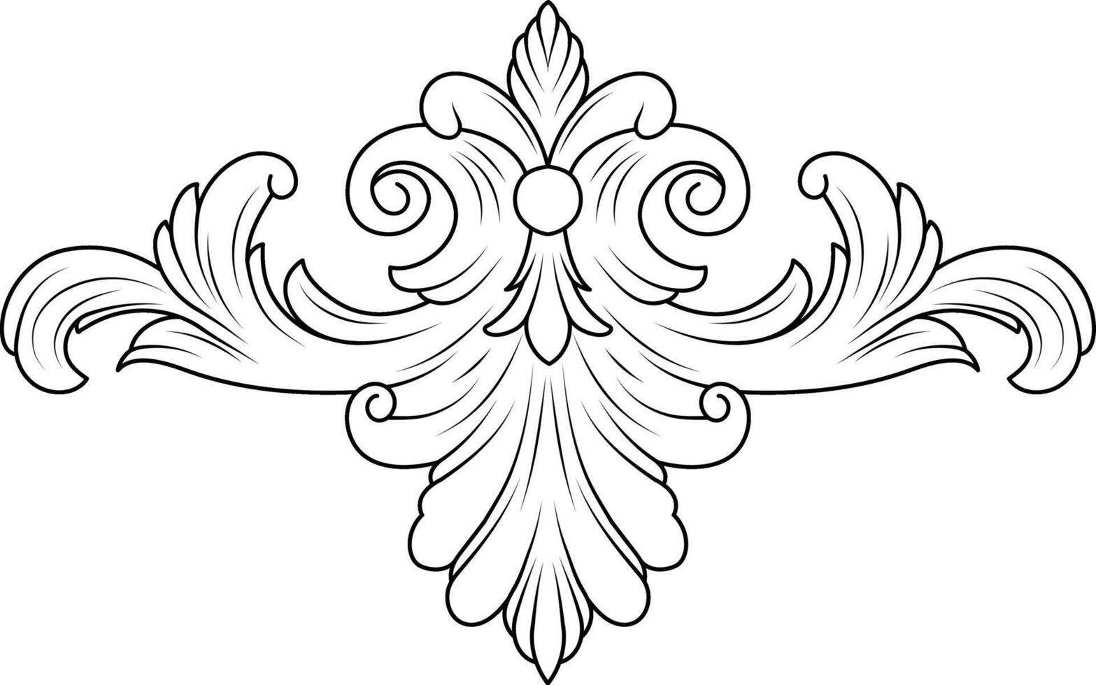 antik barock ram skrolla prydnad gravyr blommig retro mönster gräns vektor