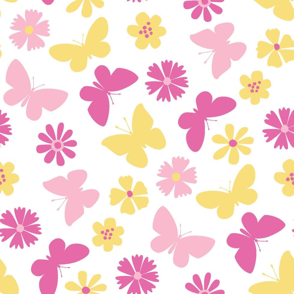Blumen und Schmetterlinge Hintergrund Muster Illustration vektor