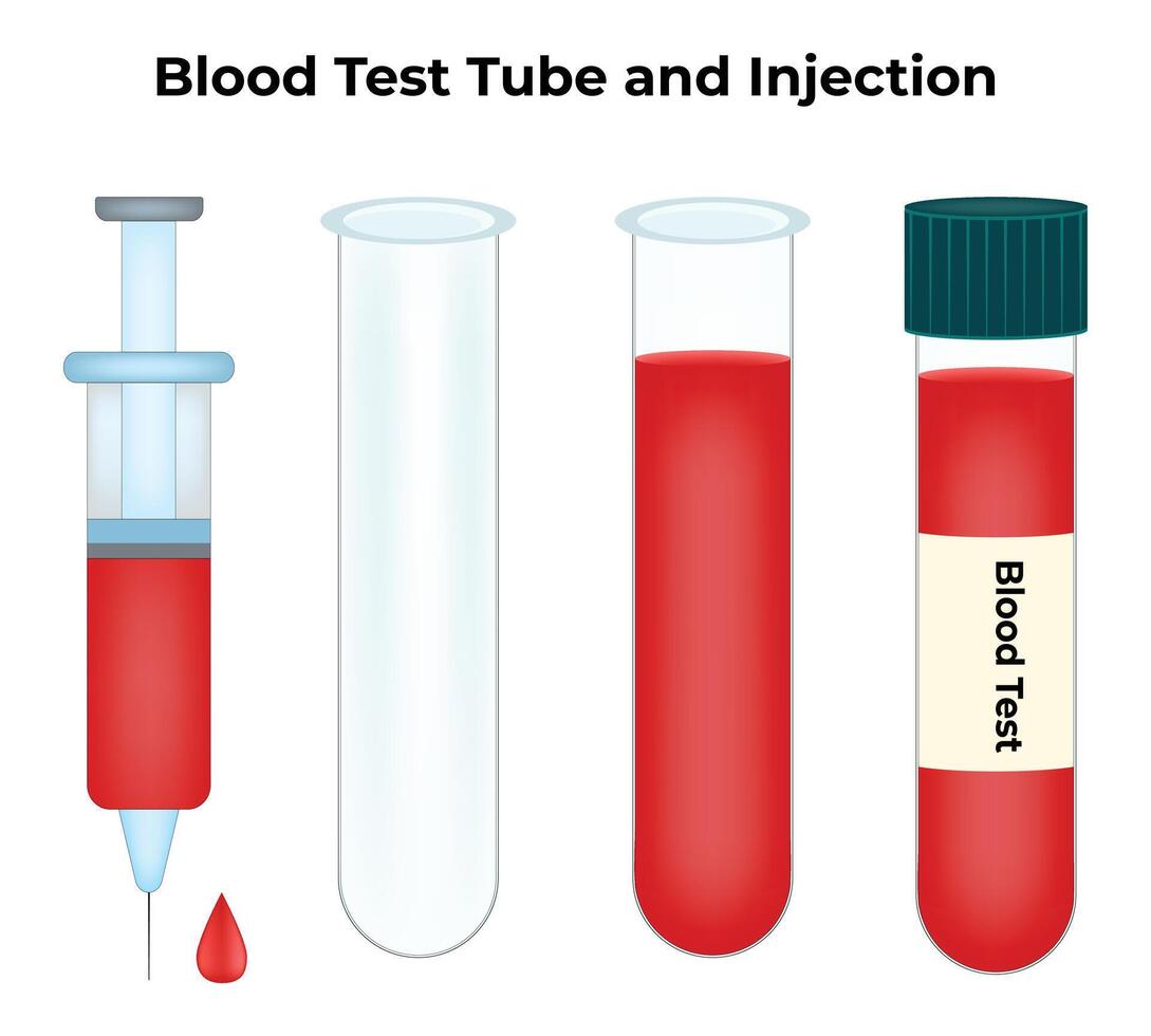 blod testa rör och injektion vetenskap desogn illustration diagram vektor