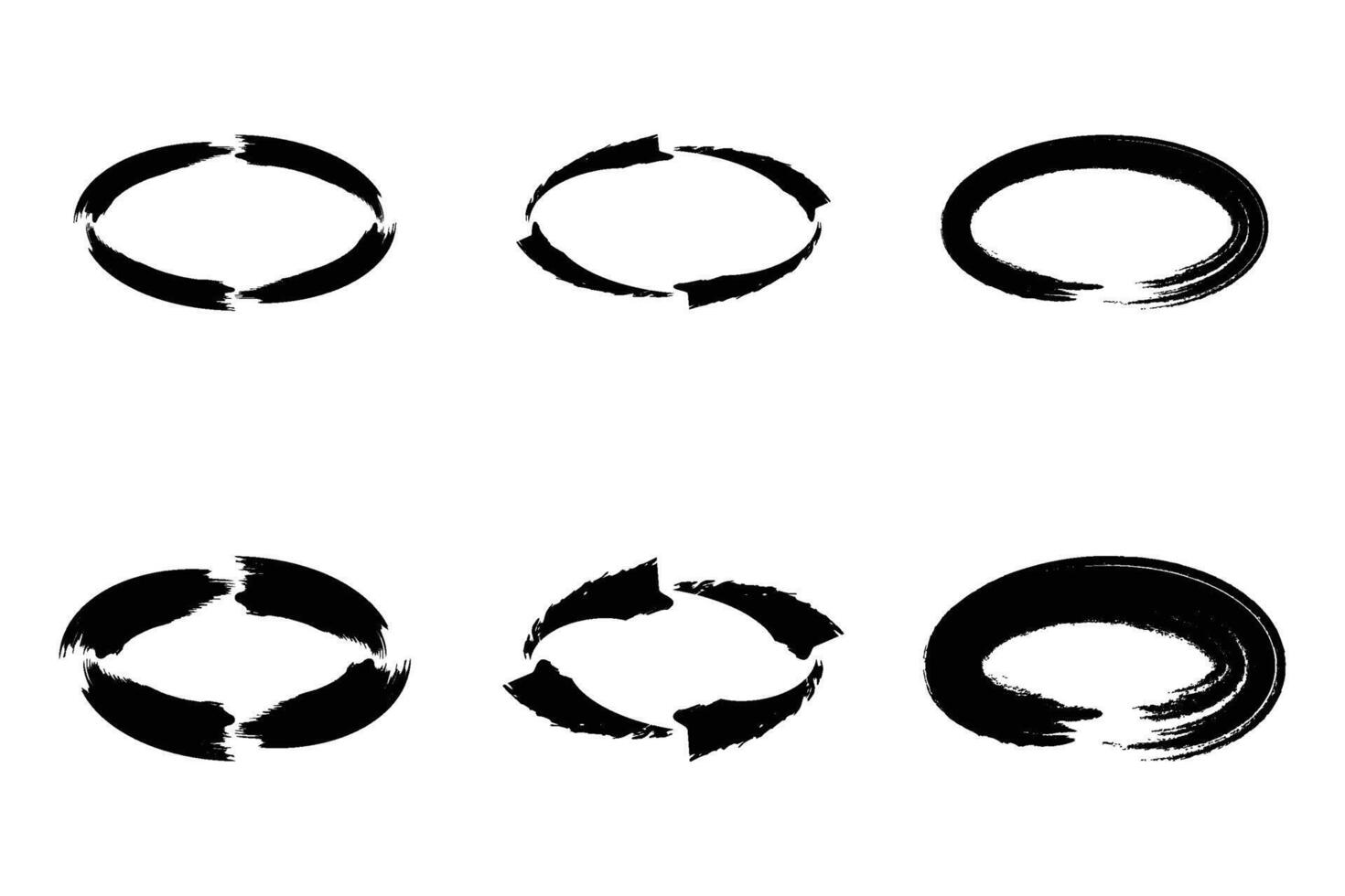 horisontell cirkel form djärv borsta stroke piktogram symbol visuell illustration uppsättning vektor