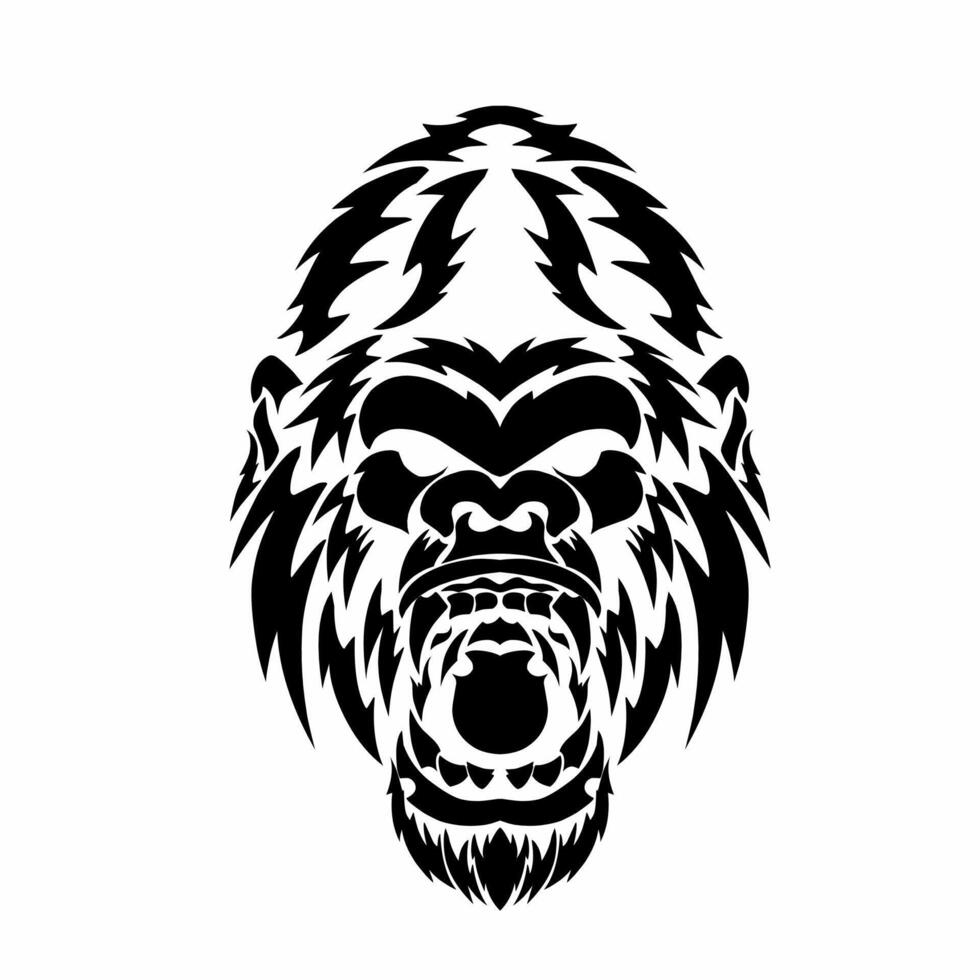 Stammes- Kunst Design abstrakt Gesicht Gorilla tätowieren vektor