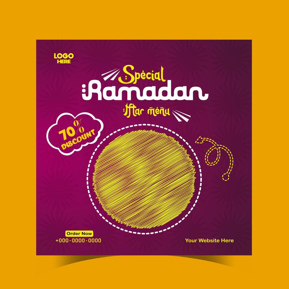 Ramadan iftar Speisekarte Essen Post Design und Sozial Medien Banner Vorlage vektor