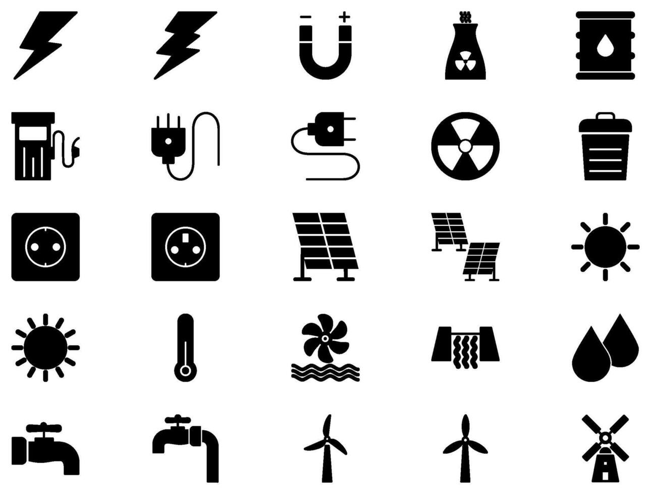 Energie Glyphe Symbol Piktogramm Symbol visuell Illustration einstellen vektor
