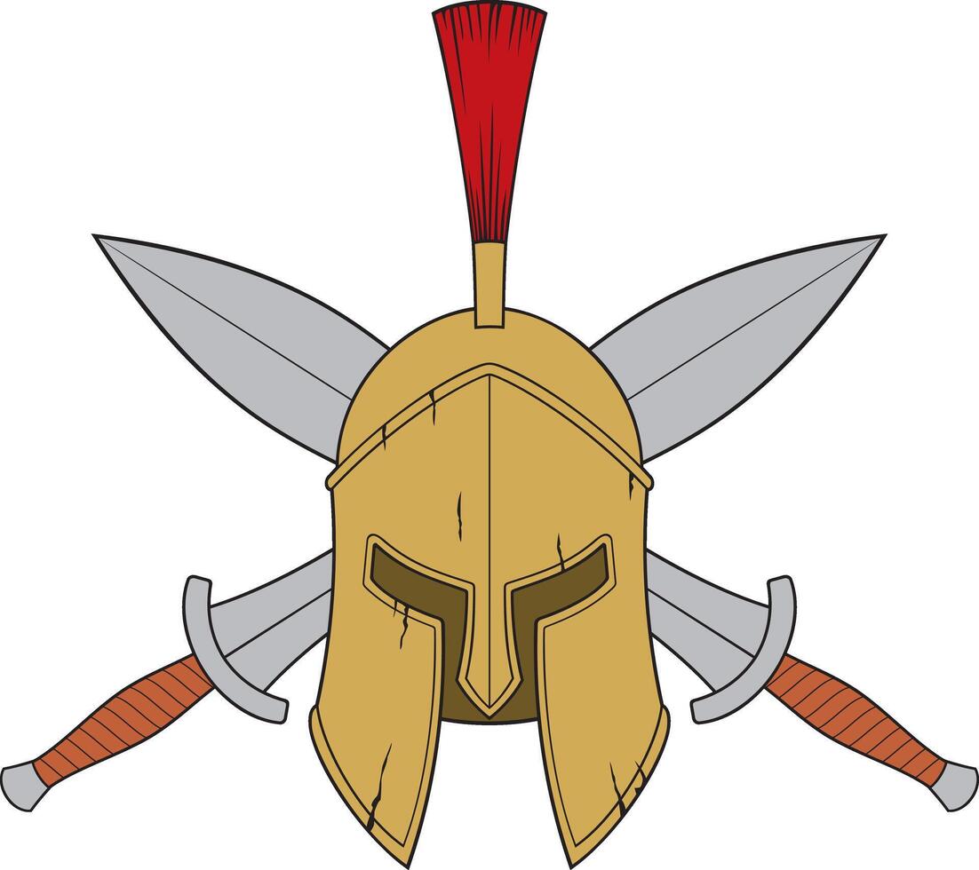uralt griechisch - - spartanisch Krieger Helm mit gekreuzt Schwerter vektor