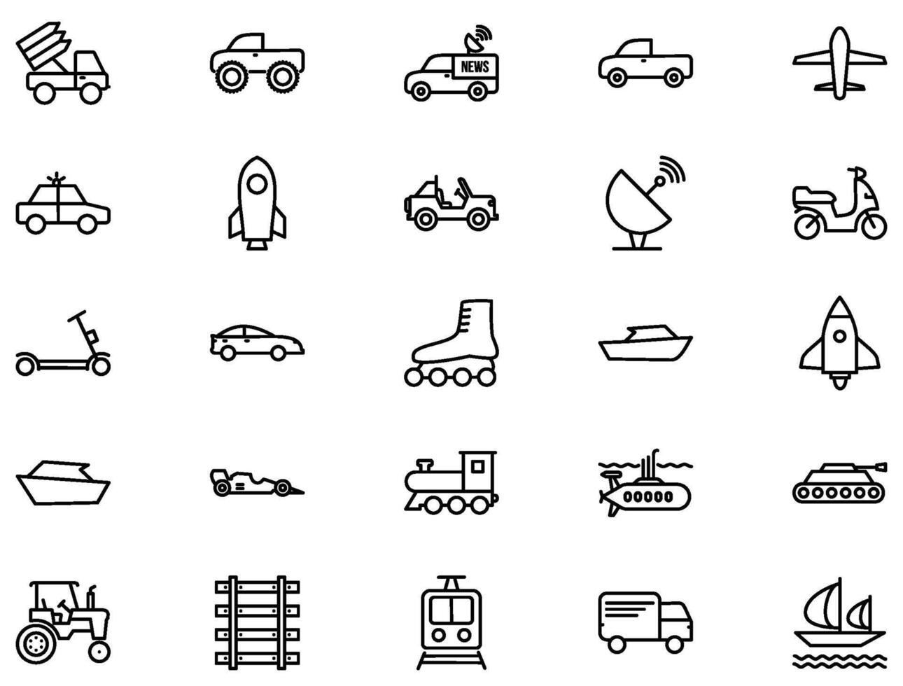 Transport Linie Symbol Piktogramm Symbol visuell Illustration einstellen vektor