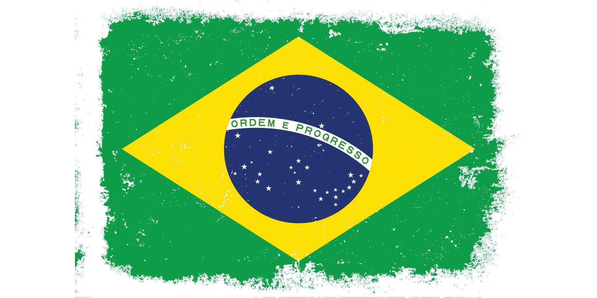 Jahrgang eben Design Grunge Brasilien Flagge Hintergrund vektor