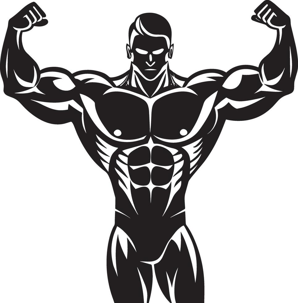 kroppsbyggare. muskulös man. kondition och bodybuilding begrepp. illustration vektor
