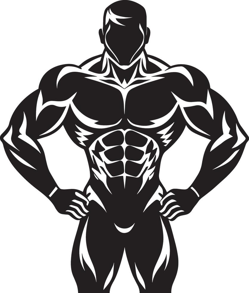 Bodybuilder mit voll Länge Körper. muskulös Mann. Illustration. vektor