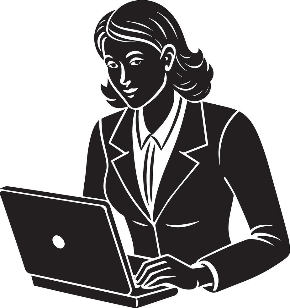 affärskvinna med en bärbar dator. illustration vektor