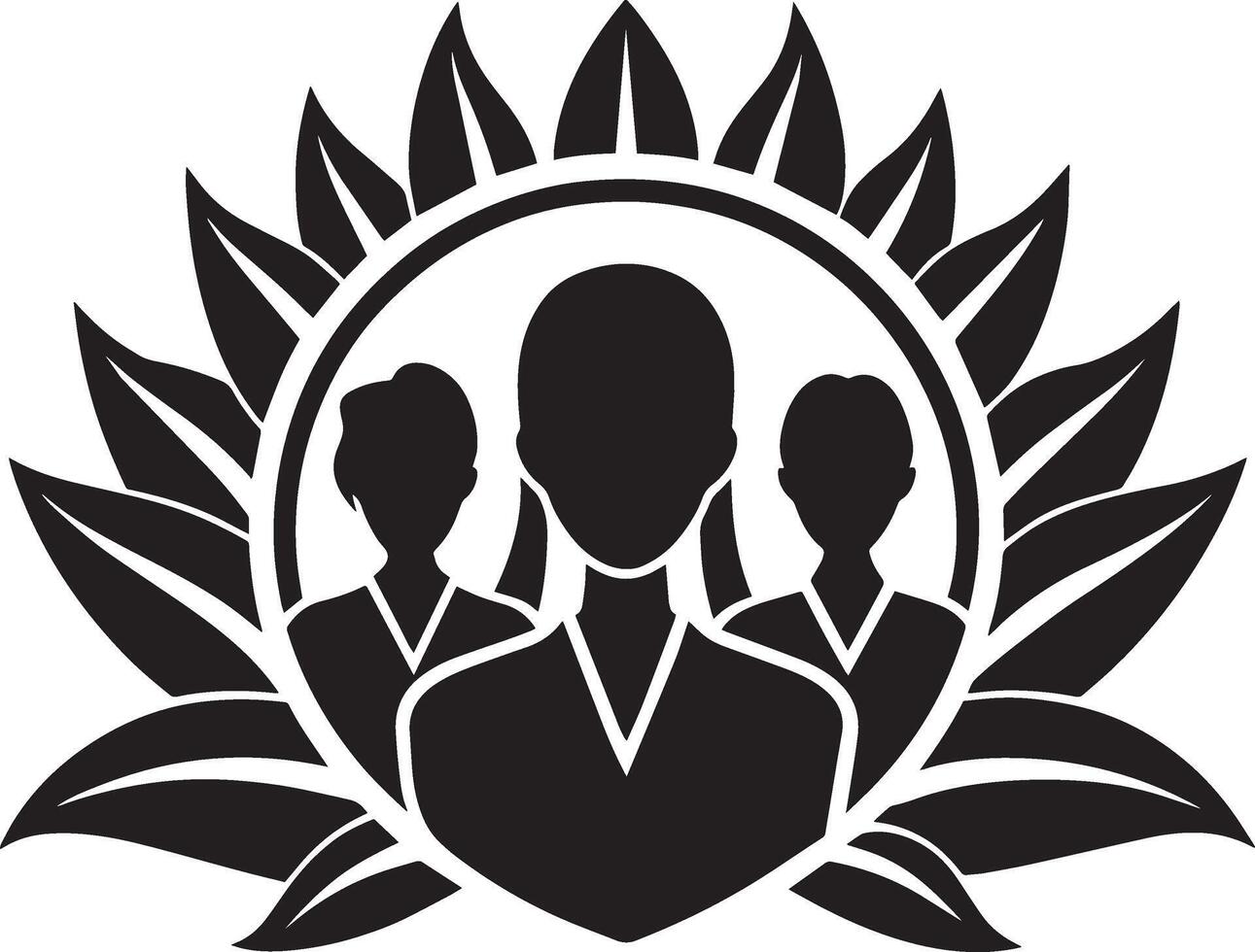 grupp av företag människor logotyp. svart och vit illustration på vit bakgrund. vektor