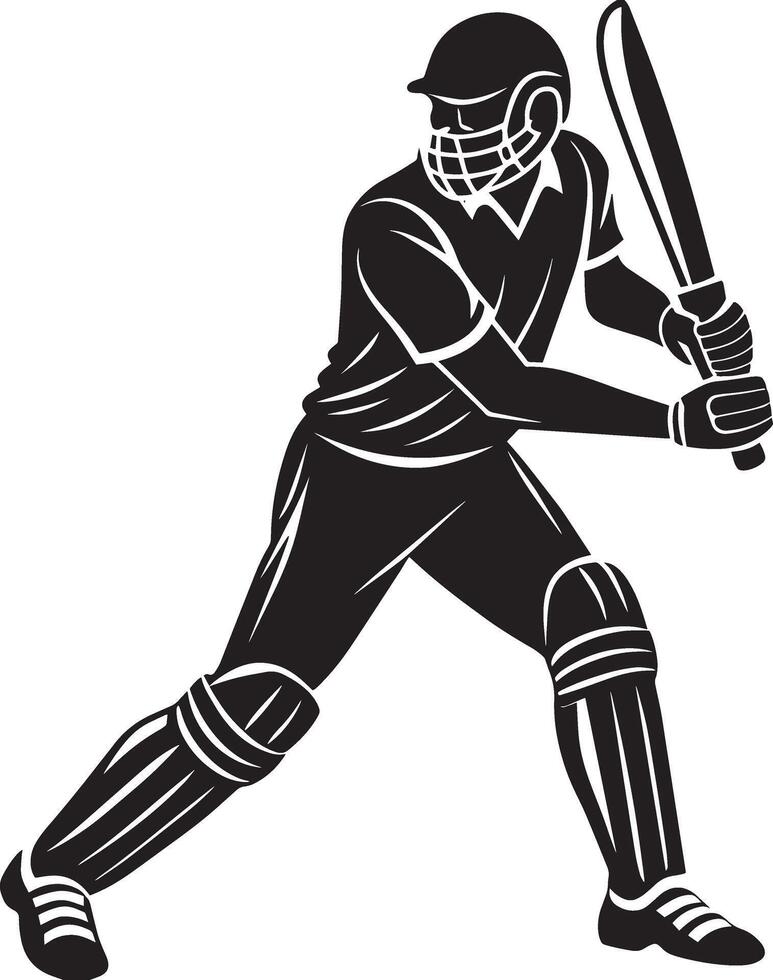 cricket spelare tar en skott illustration, cricket slagman slå de boll detaljerad vektor