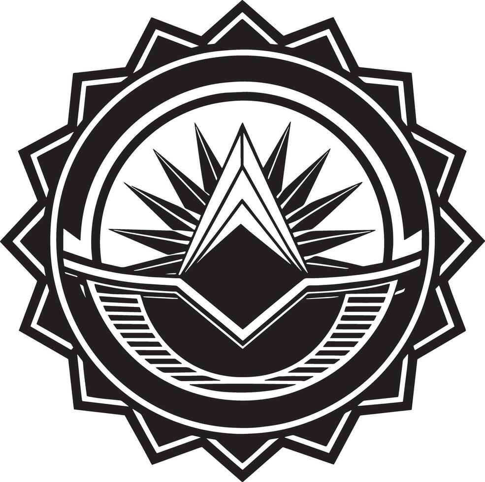 schwarz und Weiß Illustration von ein heraldisch Schild mit ein Pentagramm. vektor