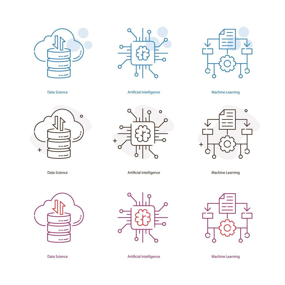 künstlich Intelligenz, ai, Maschine Lernen, ml, Daten Wissenschaft illustrtaion Symbol Designs vektor