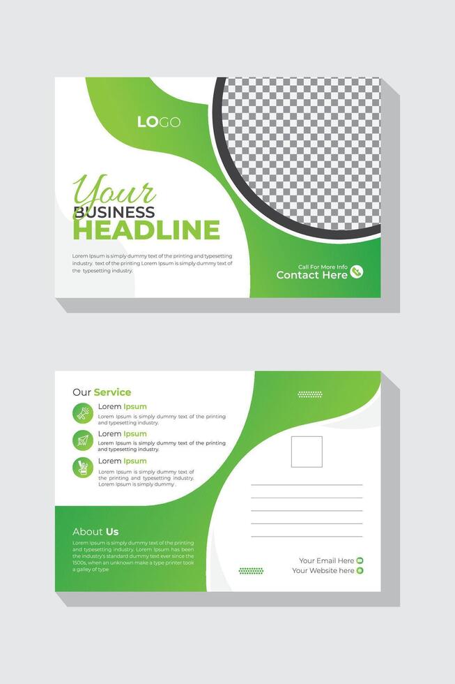 mall för en företags- modern företag vykort design. genial, vibrerande, dubbelsidigt vykort design vektor