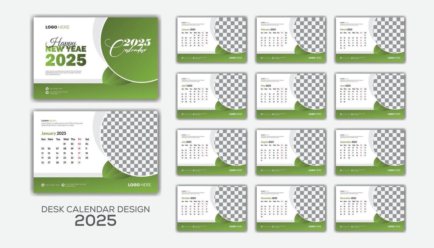 modern Schreibtisch Kalender Design 2025 Vorlage Das ist stilvoll und kreativ. vektor