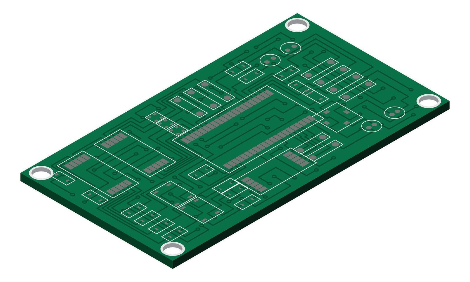 isometrisk elektronisk styrelse. isometrisk tryckt krets styrelse. integrerad krets styrelse. illustration vektor