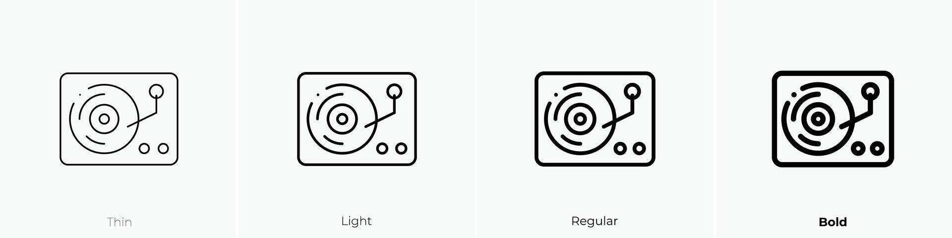 lp spelare ikon. tunn, ljus, regelbunden och djärv stil design isolerat på vit bakgrund vektor