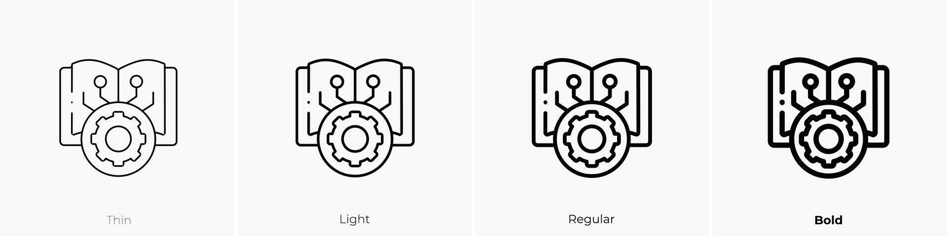 Maschine Lernen Symbol. dünn, Licht, regulär und Fett gedruckt Stil Design isoliert auf Weiß Hintergrund vektor