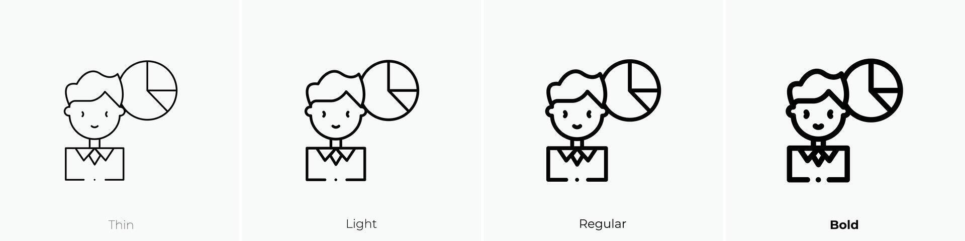 Mann Symbol. dünn, Licht, regulär und Fett gedruckt Stil Design isoliert auf Weiß Hintergrund vektor