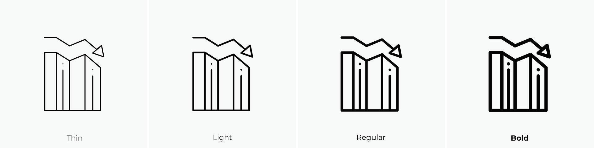 Verlust Symbol. dünn, Licht, regulär und Fett gedruckt Stil Design isoliert auf Weiß Hintergrund vektor