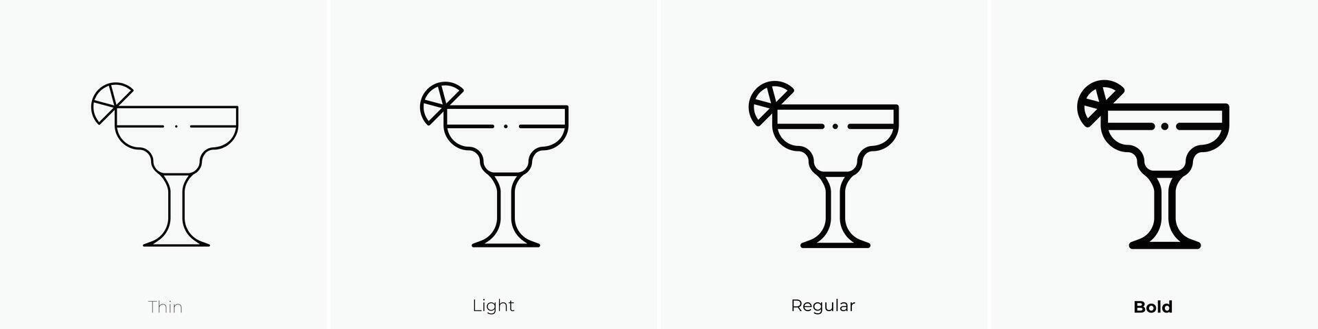 Margarita Symbol. dünn, Licht, regulär und Fett gedruckt Stil Design isoliert auf Weiß Hintergrund vektor