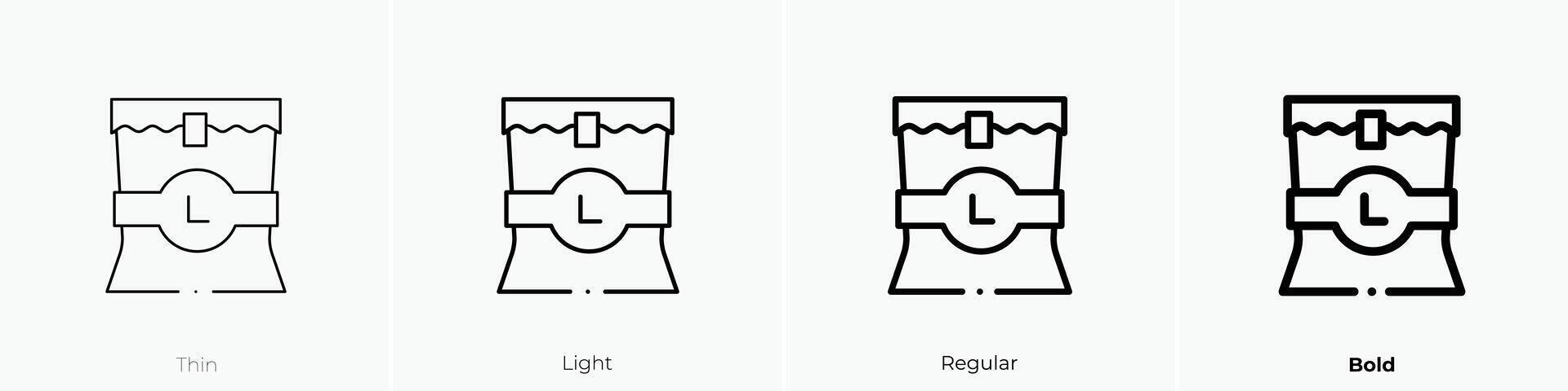 Mittagessen Tasche Symbol. dünn, Licht, regulär und Fett gedruckt Stil Design isoliert auf Weiß Hintergrund vektor