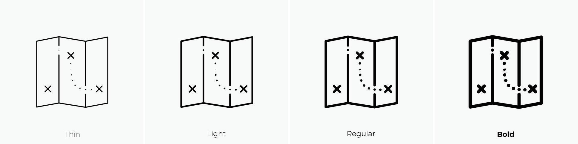 Karte Symbol. dünn, Licht, regulär und Fett gedruckt Stil Design isoliert auf Weiß Hintergrund vektor