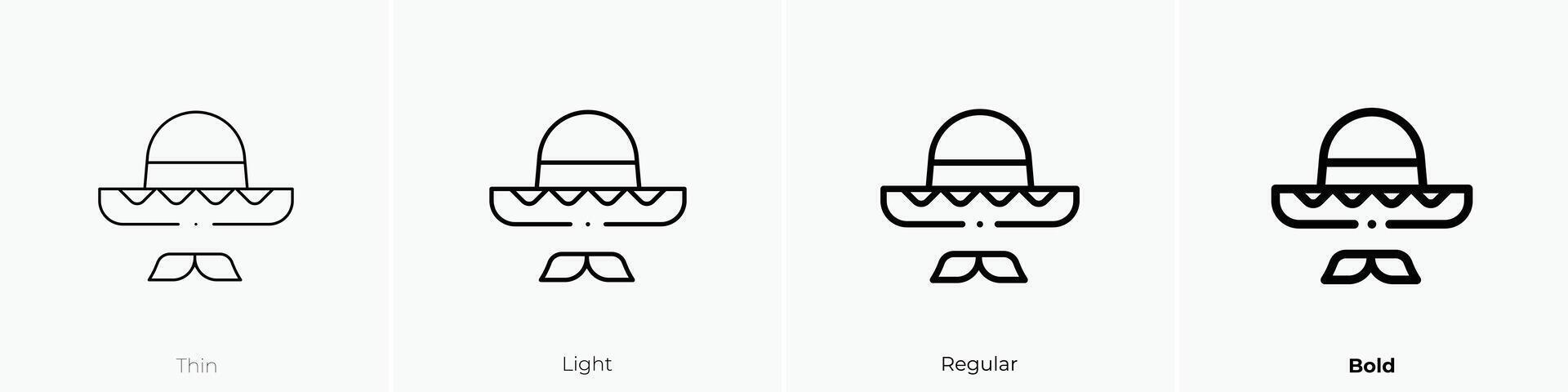 Mariachi Symbol. dünn, Licht, regulär und Fett gedruckt Stil Design isoliert auf Weiß Hintergrund vektor