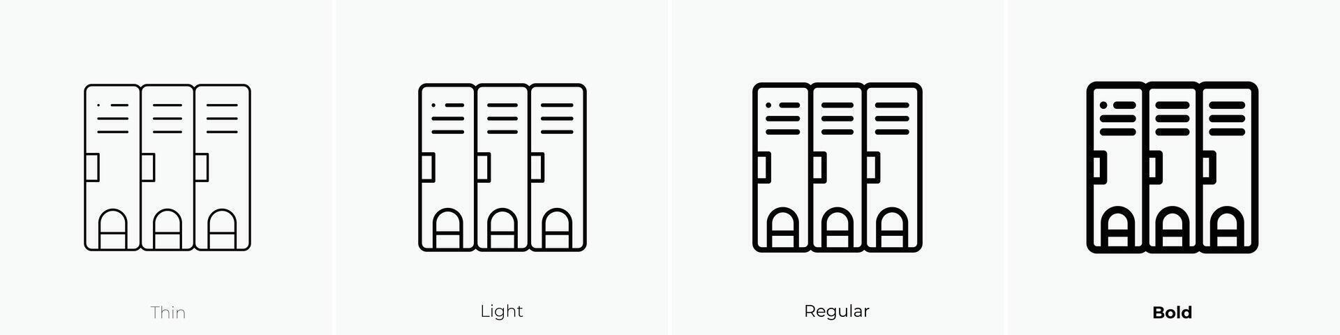 Schließfach Symbol. dünn, Licht, regulär und Fett gedruckt Stil Design isoliert auf Weiß Hintergrund vektor