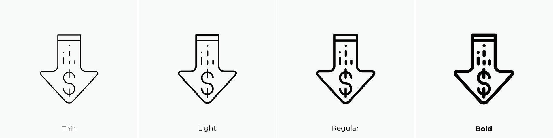 Verluste Symbol. dünn, Licht, regulär und Fett gedruckt Stil Design isoliert auf Weiß Hintergrund vektor